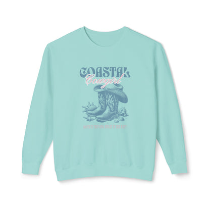 Coastal Cowgirl Comfort Colors Crewneck, Lightweight Beach Sweatshirt, Western Seaside Style