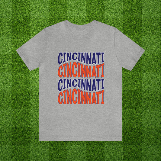 Cincinnati Game Day Tee, Orange & Blue Cincy Soccer Tshirt, Retro Vibes Trendy Shirt