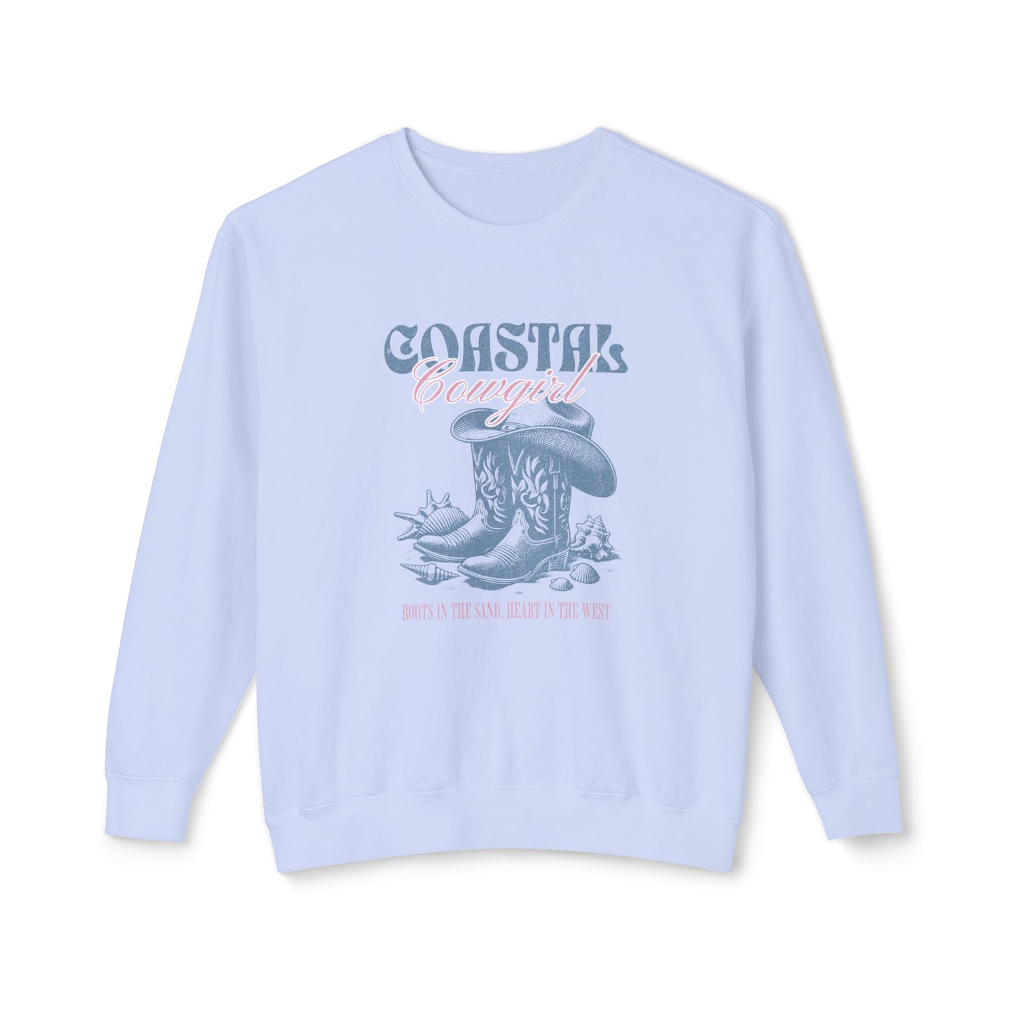 Coastal Cowgirl Comfort Colors Crewneck, Lightweight Beach Sweatshirt, Western Seaside Style