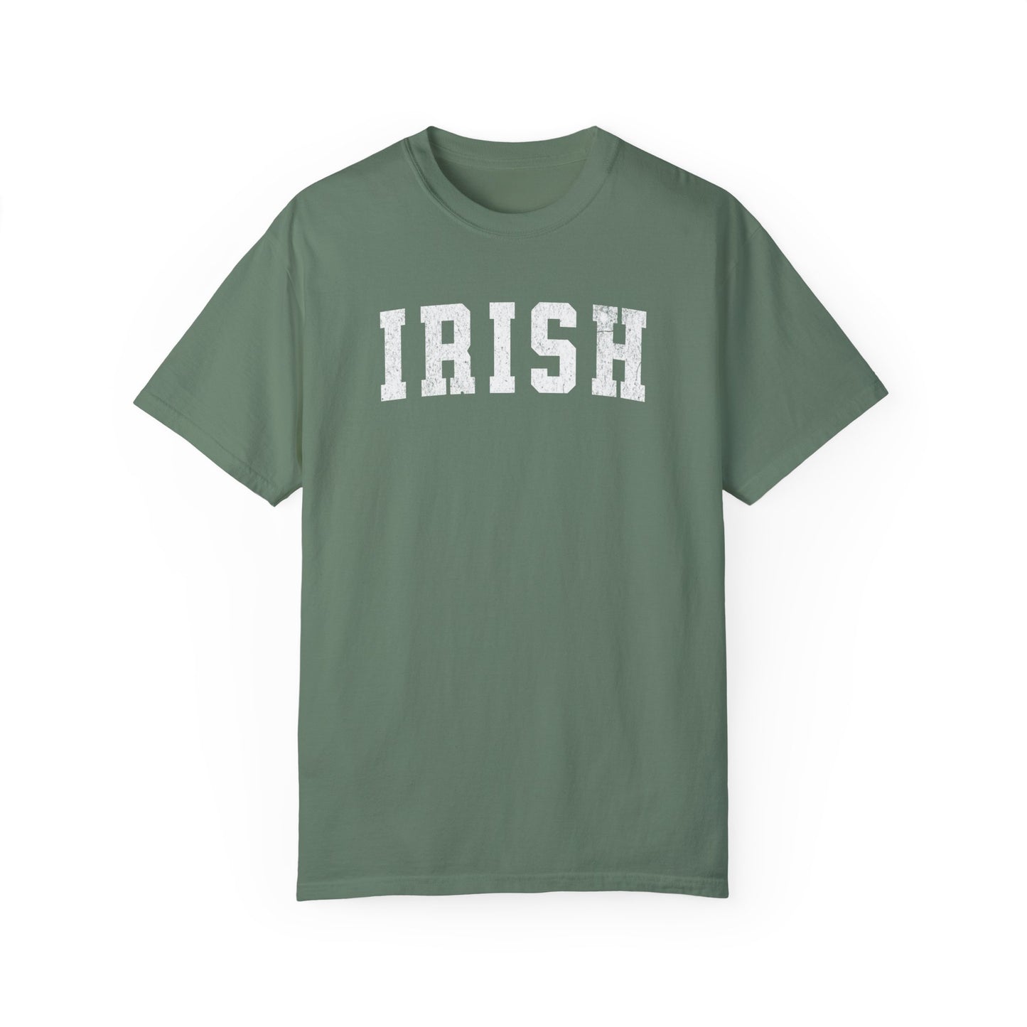 St. Patrick's Day Comfort Colors Tee, Irish Varsity Style Tshirt, Simple Minimalist Preppy Shirt, Unisex Garment-Dyed T-shirt