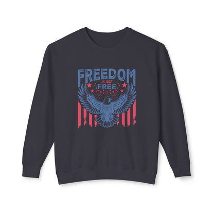 Lightweight Comfort Colors cotton Crewneck featuring a Patriotic American Eagle and Text  that reads Freedom is Not Free