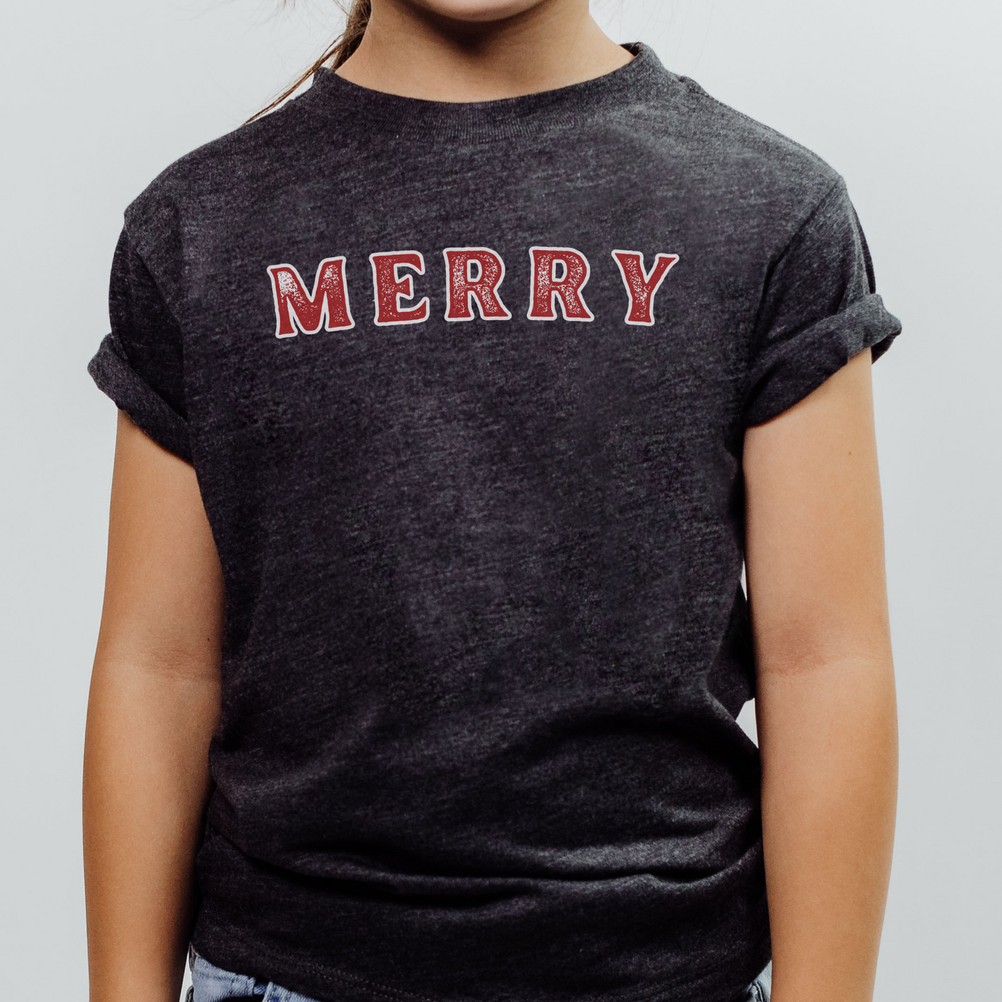 Youth Christmas Tee, Kids Merry Xmas Short Sleeve Tee