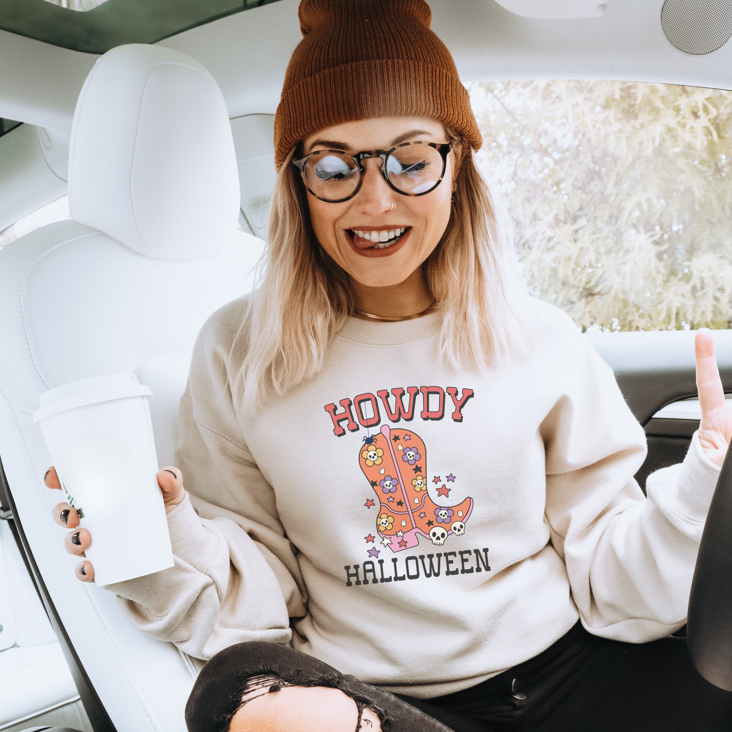 Howdy Halloween Crewneck, Spooky Western Boot Halloween Sweatshirt