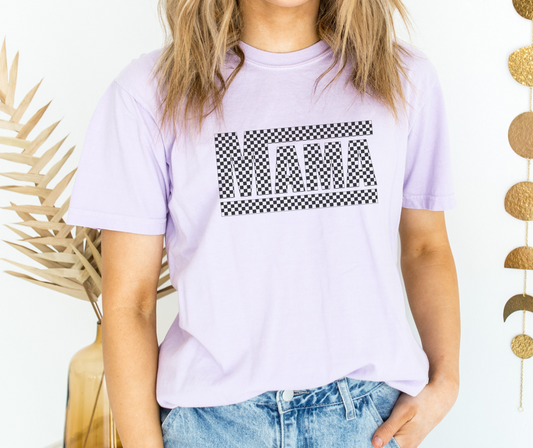 Checkered MAMA Comfort Colors Tee | Trendy Mom Shirt, Oversized & Vintage Feel