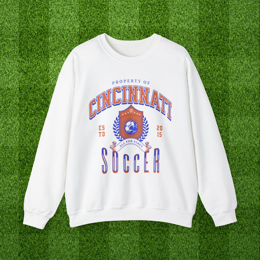 Cincinnati Soccer Crewneck Sweatshirt, Vintage Inspired FC Futbol Game Day Pullover