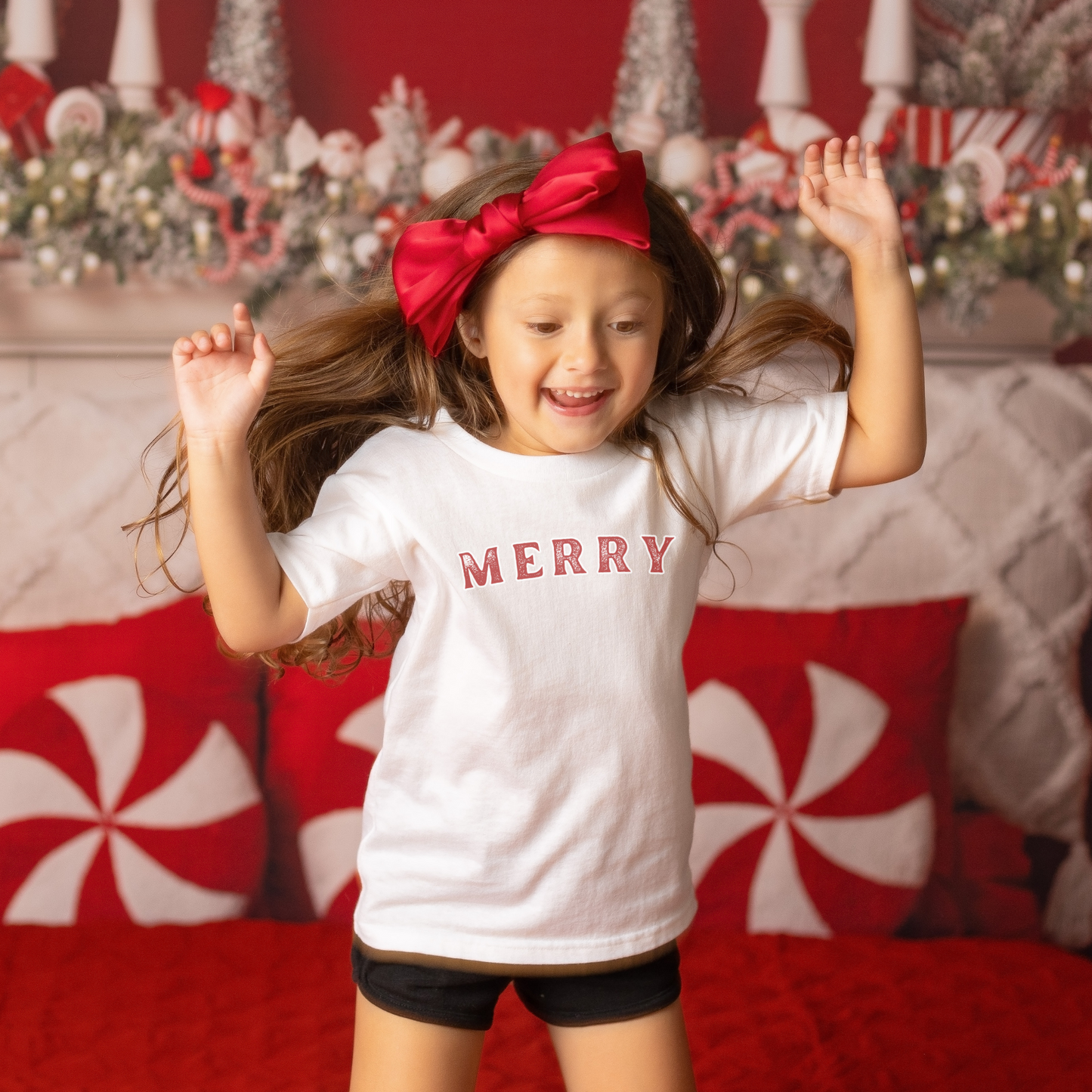 Youth Christmas Tee, Kids Merry Xmas Short Sleeve Tee