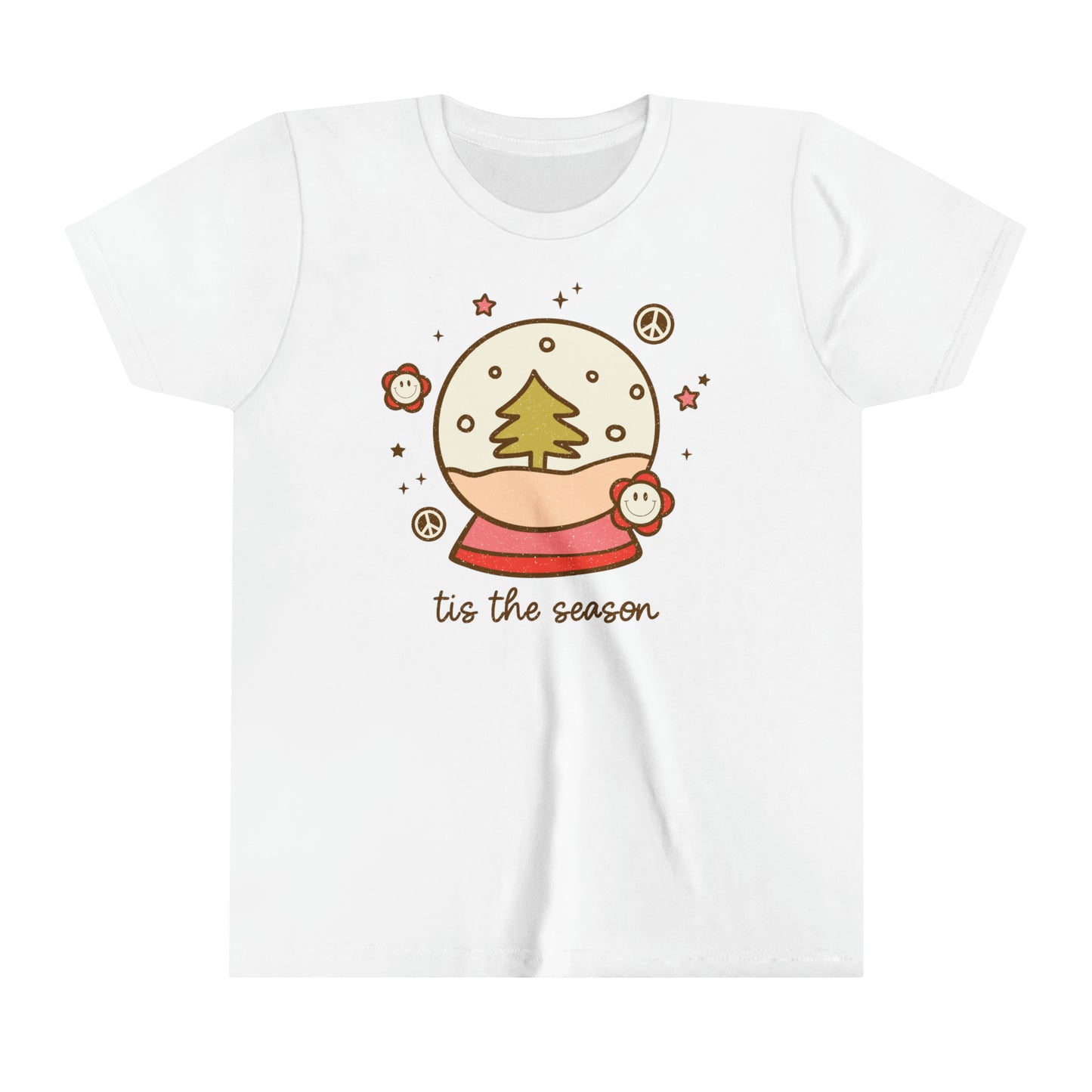 Retro Christmas Youth Tee | Groovy Snowglobe Winter Shirt For Kids