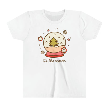 Retro Christmas Youth Tee | Groovy Snowglobe Winter Shirt For Kids