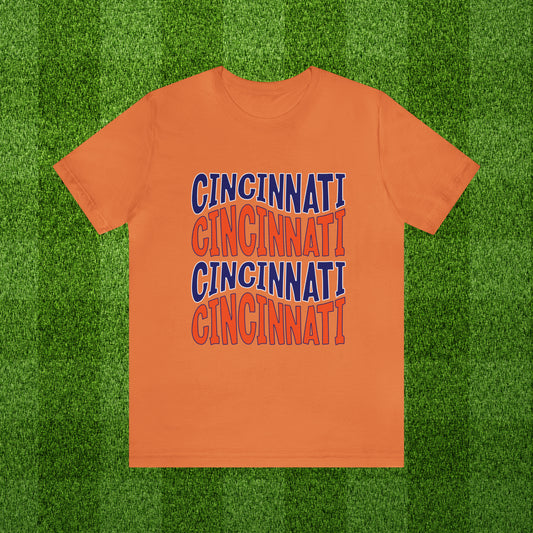 Cincinnati Game Day Tee, Orange & Blue Cincy Soccer Tshirt, Retro Vibes Trendy Shirt