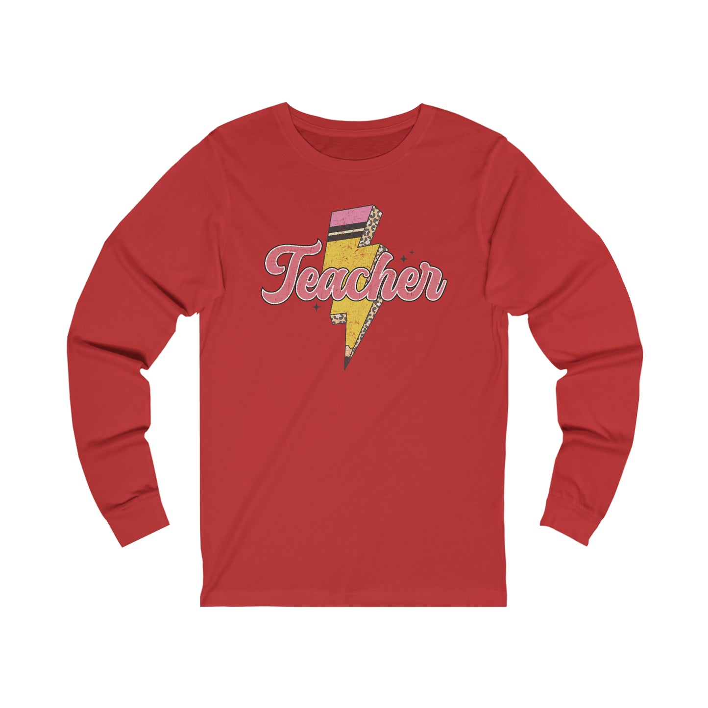 Teacher Long Sleeve Tee, Lightning Bolt Teacher Tshirt