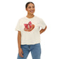 Coquette Football Comfort Colors Cropped Boxy, Red Watercolor Bow Gameday Tee, College Football Game Outfit