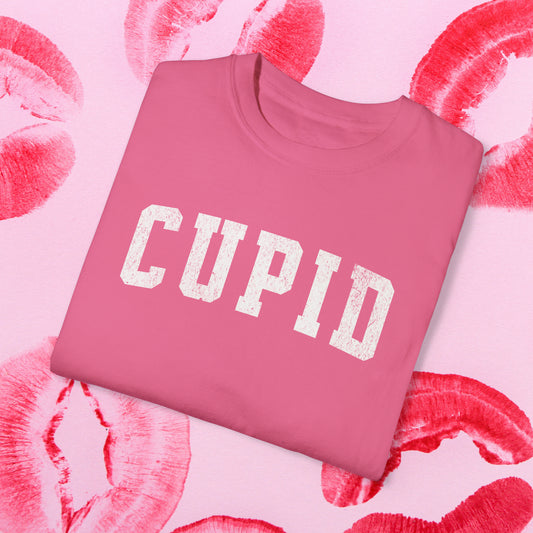 Valentine's Day Comfort Colors Tee, Cupid Varsity Style Tshirt, Trendy Vday Shirt , Unisex Garment-Dyed T-shirt