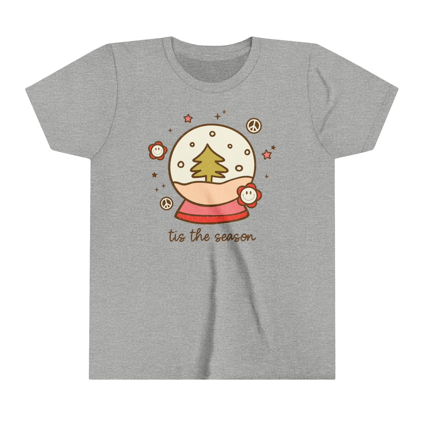 Retro Christmas Youth Tee | Groovy Snowglobe Winter Shirt For Kids