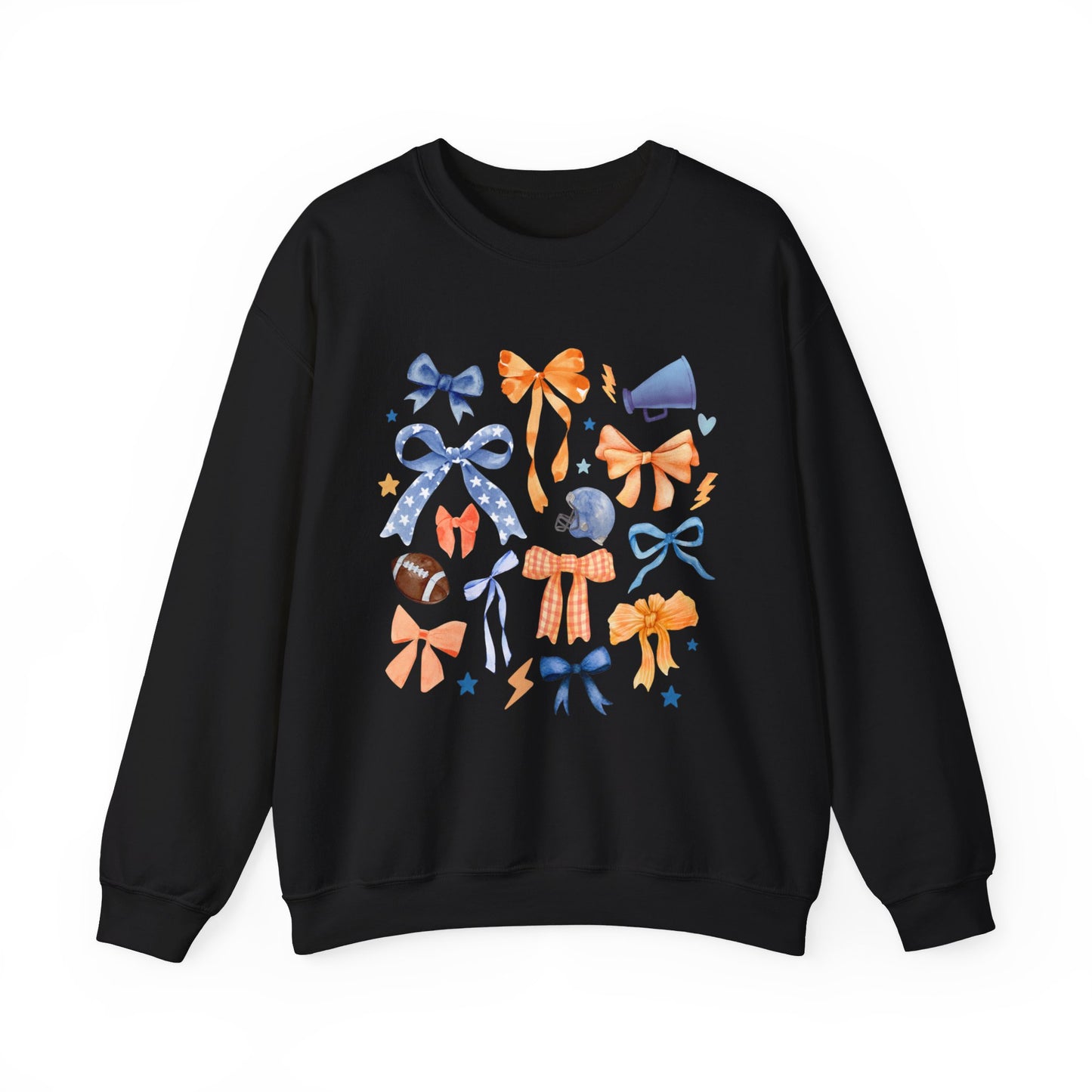 Orange and Blue Coquette Football Crewneck