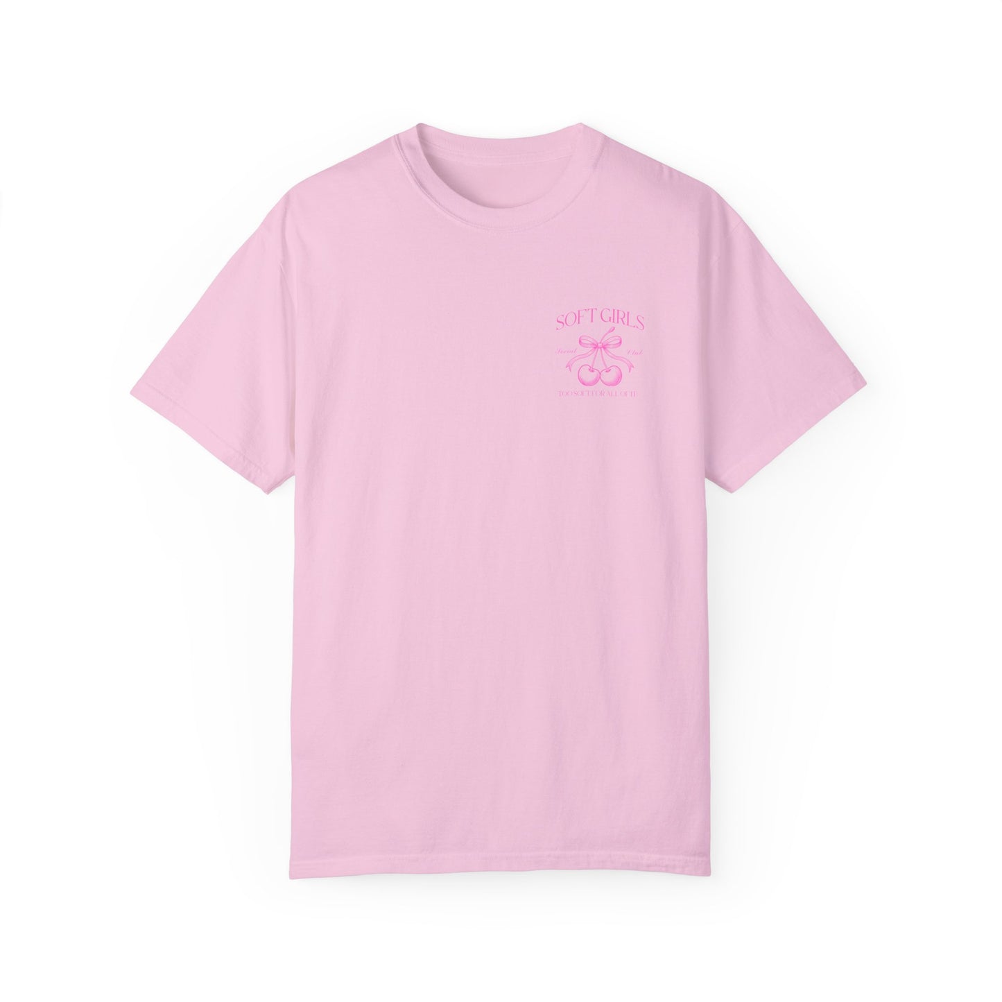 Coquette Soft Girl Comfort Colors Tee | With Cherry on Top, Pink Girly Bow Tshirt, Front & Back Graphic