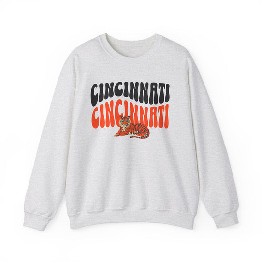 Cincinnati Bengals Crewneck, Double Sided Print Cincy Football Sweatshirt, Groovy Retro Vibes!