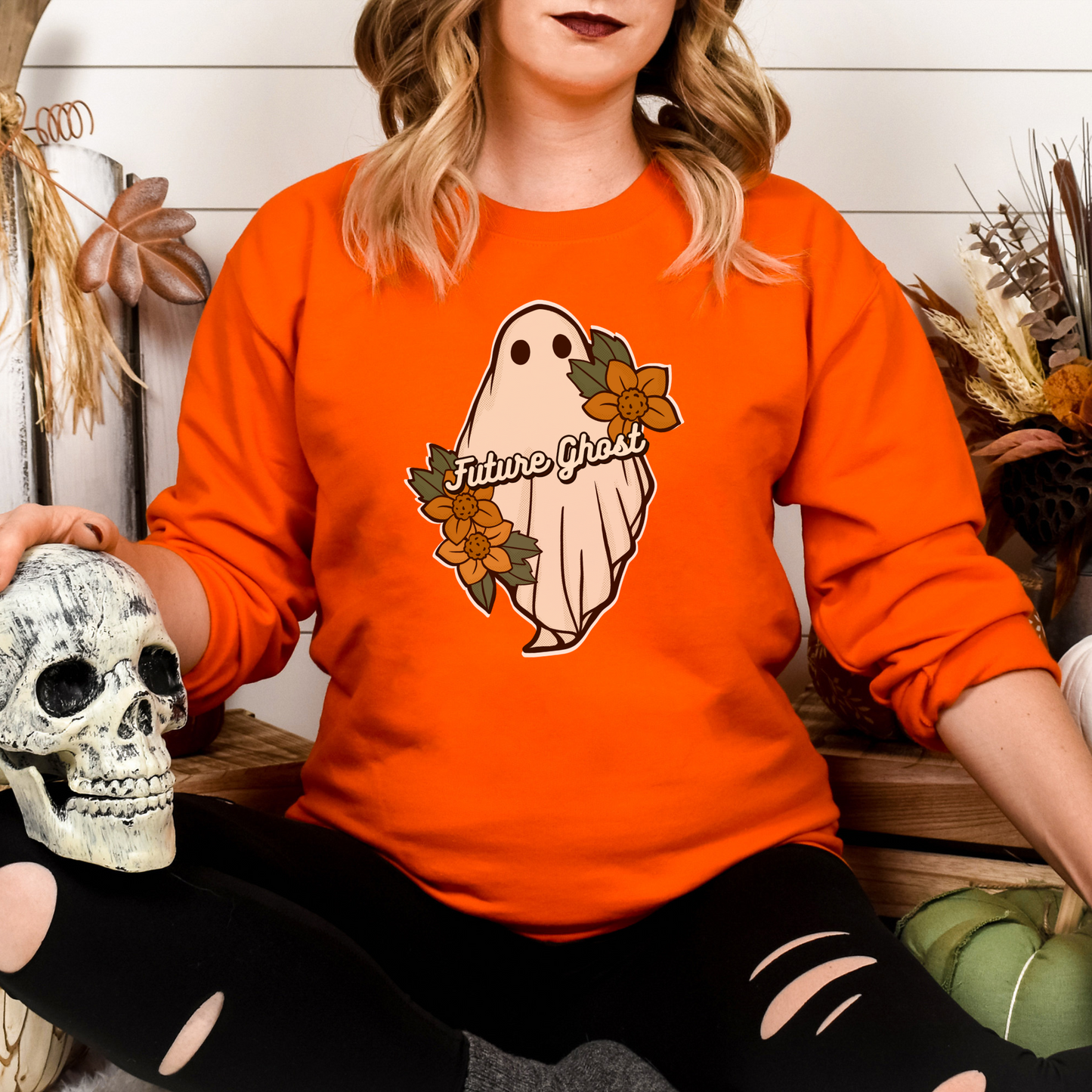 Future Ghost, Funny Halloween Crewneck Sweatshirt