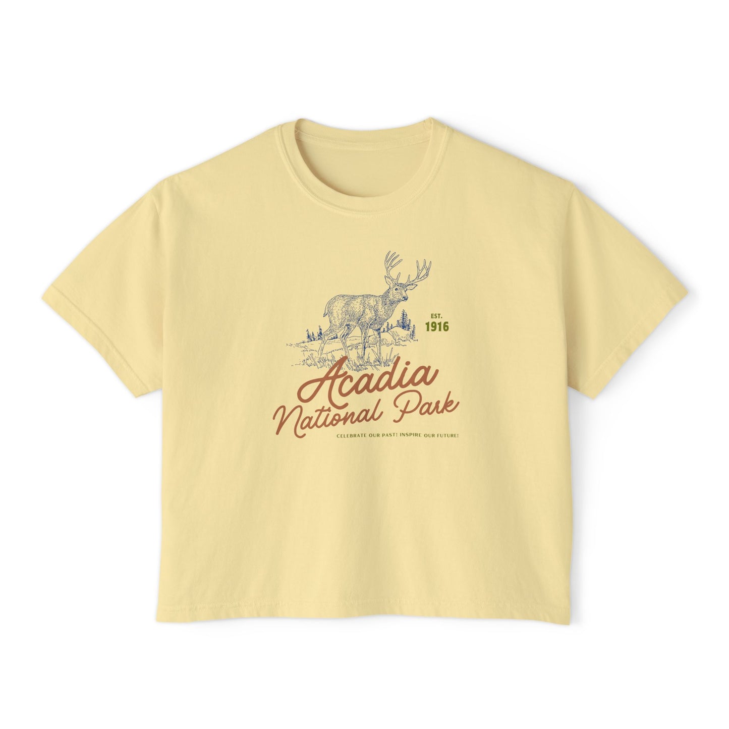 Acadia National Park Cropped Comfort Colors Tee, Maine Outdoorsy Style Women's Boxy Tee