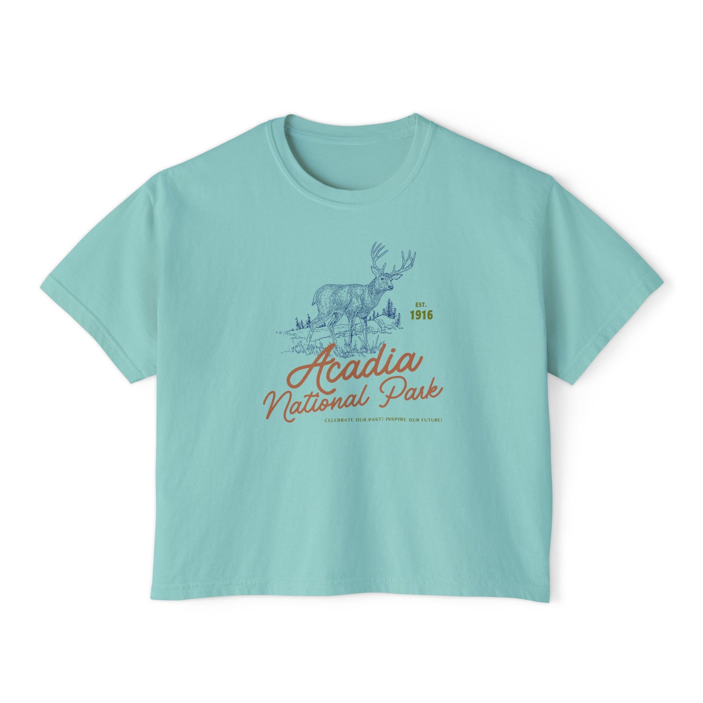 Acadia National Park Cropped Comfort Colors Tee, Maine Outdoorsy Style Women's Boxy Tee