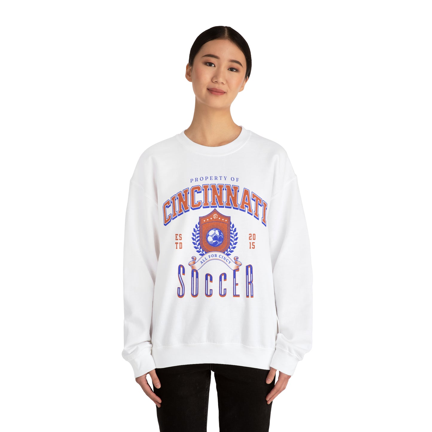 Cincinnati Soccer Crewneck Sweatshirt, Vintage Inspired FC Futbol Game Day Pullover