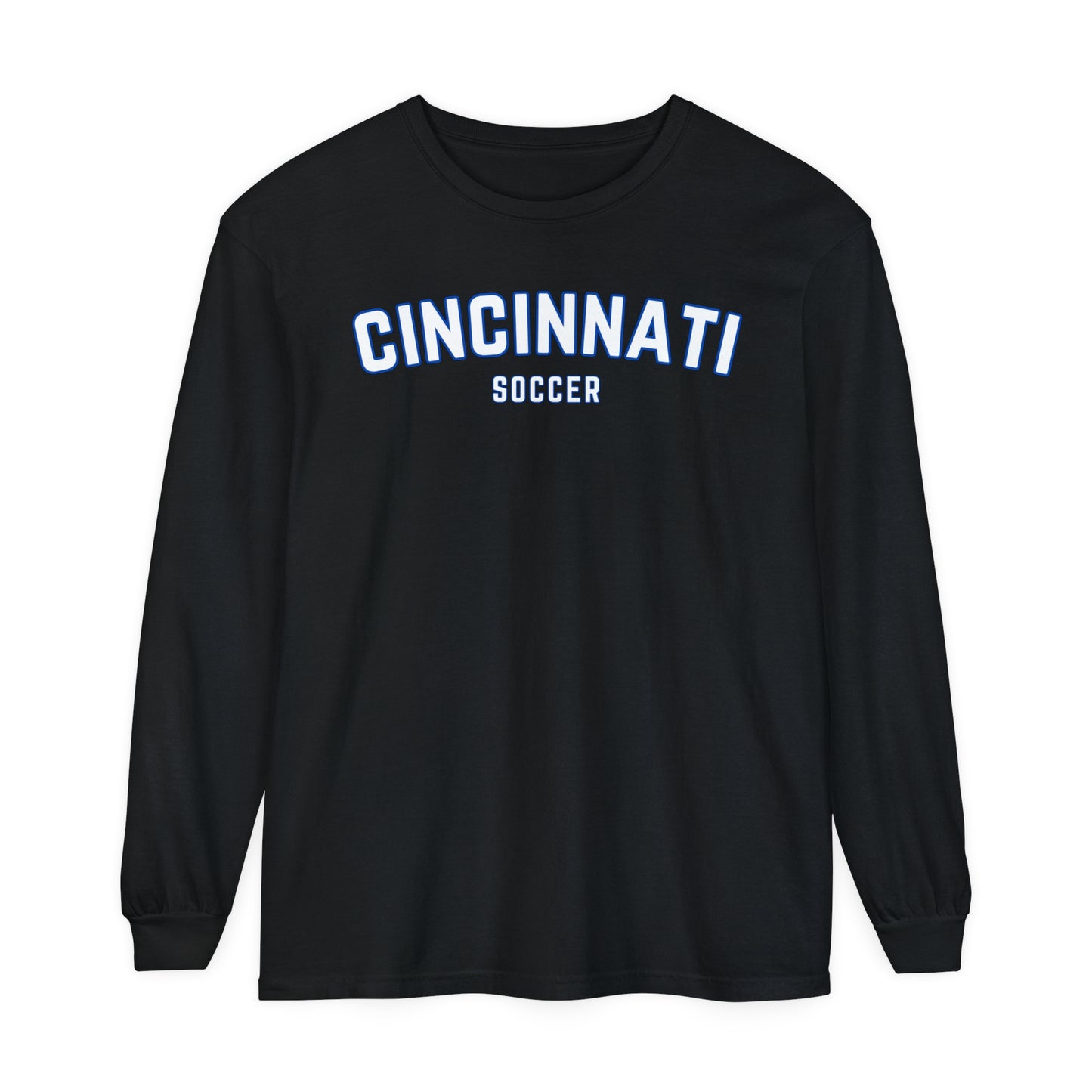 Cincinnati Soccer Long Sleeve Shirt, Cincy Futbol Comfort Colors Tee