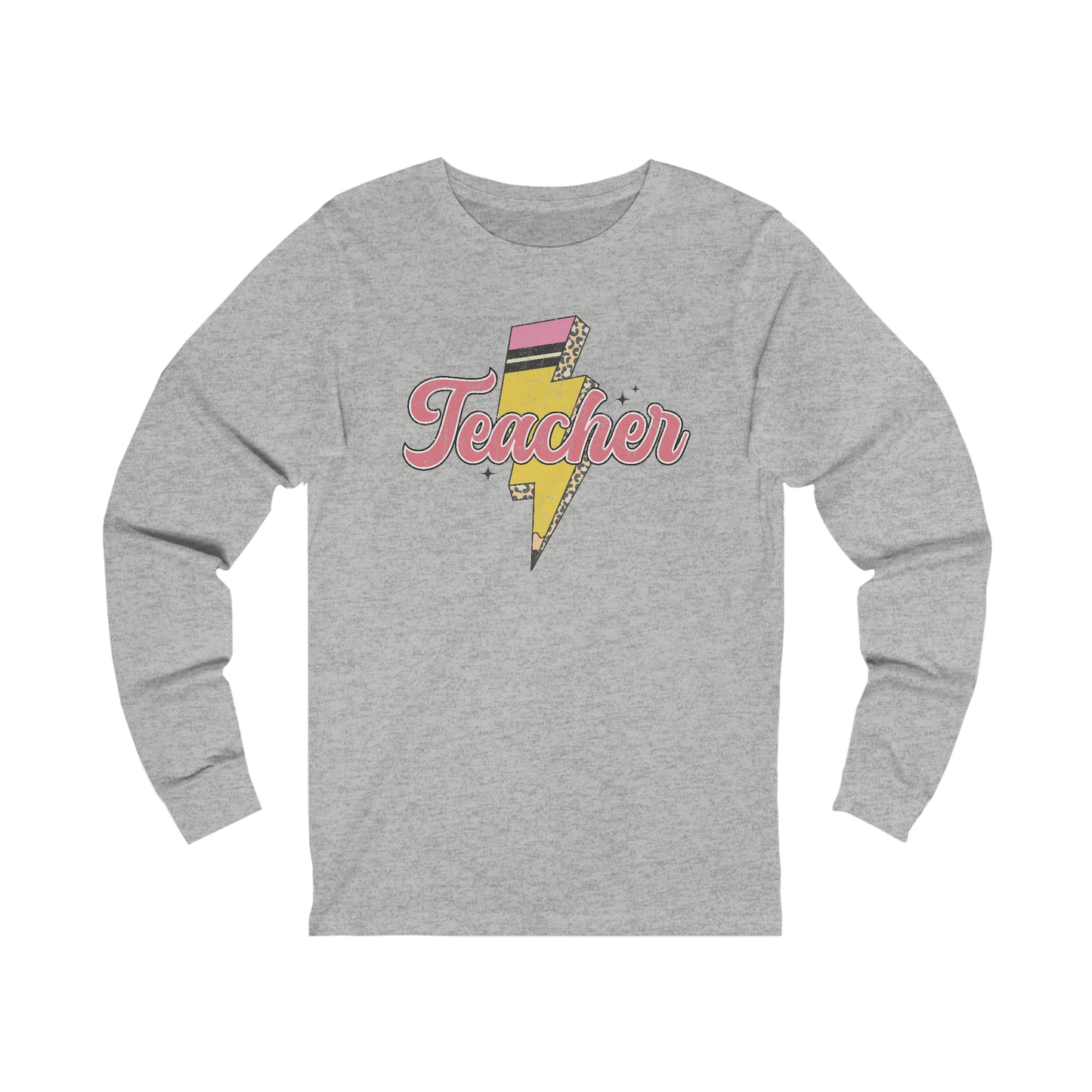 Teacher Long Sleeve Tee, Lightning Bolt Teacher Tshirt