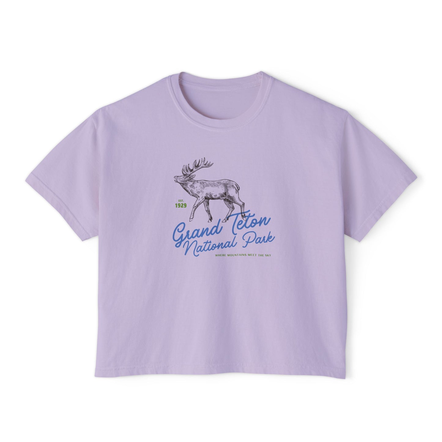 Grand Teton National Park Cropped Comfort Colors Tee, Wyoming Outdoorsy Style Women's Boxy Tee