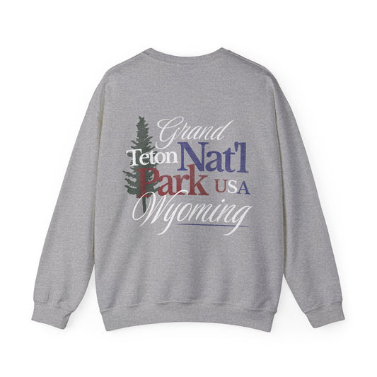 Grand Teton National Park Crewneck, Streetwear Style Natl Park Shirt, Front & Back Graphic