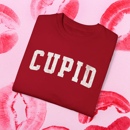 Valentine's Day Comfort Colors Tee, Cupid Varsity Style Tshirt, Trendy Vday Shirt , Unisex Garment-Dyed T-shirt