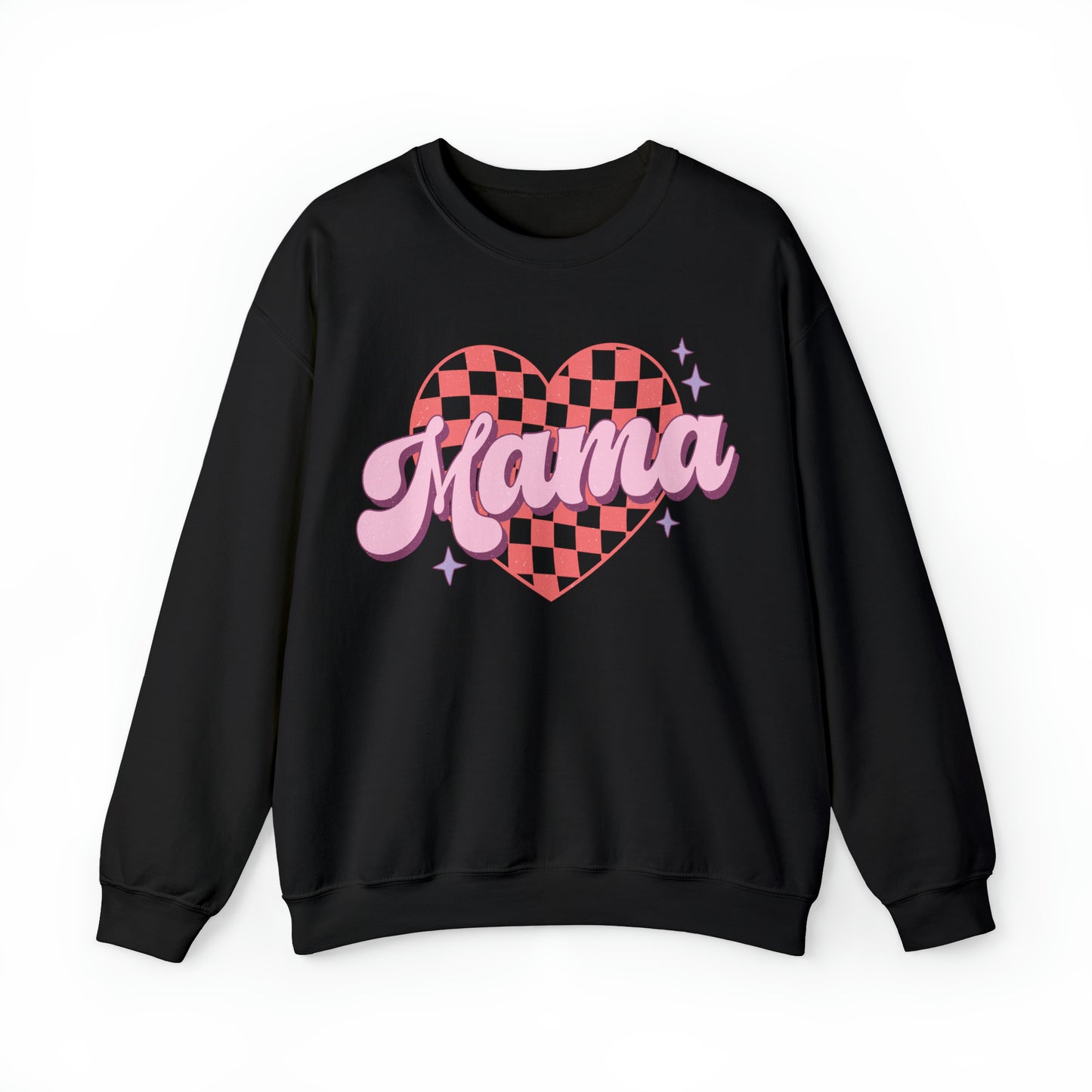 Mama Sweatshirt | Checkered Heart Retro Mom Crewneck, Gifts for Mothers Day, Pregnancy Announcement, First time Mom