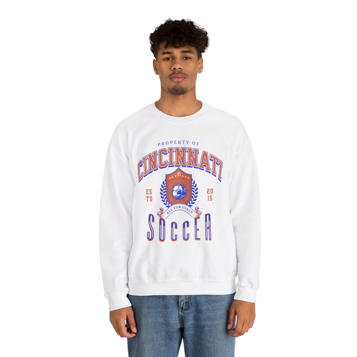 Cincinnati Soccer Crewneck Sweatshirt, Vintage Inspired FC Futbol Game Day Pullover