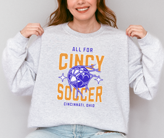 Cincinnati Soccer Orange and Blue Futbol Gameday Crewneck Sweatshirt