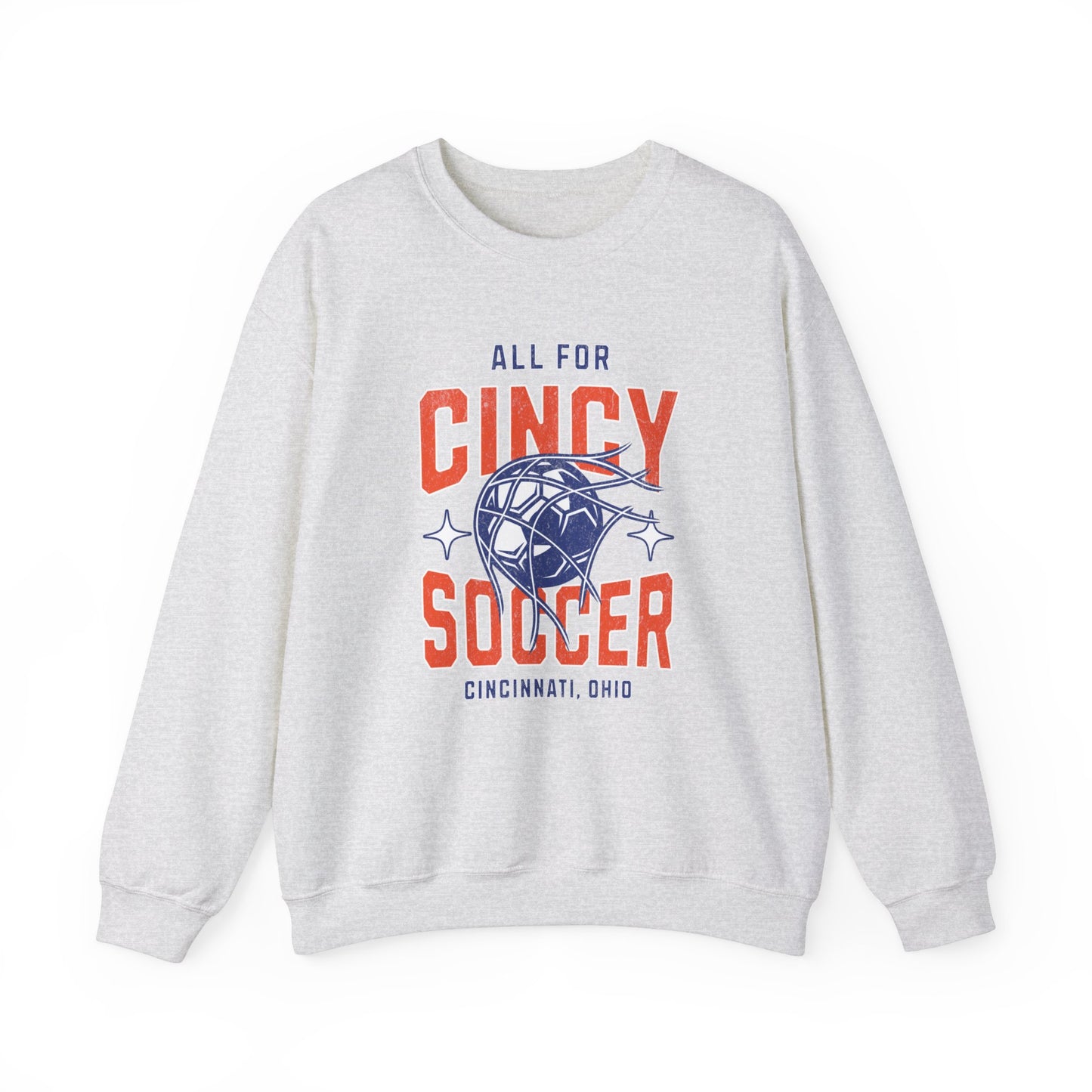 Cincinnati Soccer Orange and Blue Futbol Gameday Crewneck Sweatshirt