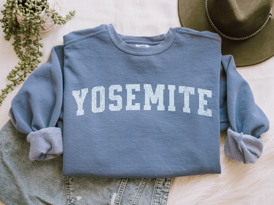 Yosemite Comfort Colors Sweatshirt, Varsity Style National Park Crewneck