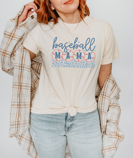 Baseball Mama Comfort Colors Tshirt, Trendy Game Day Shirt for Ballpark Moms, Cheetah Print Retro Vibes