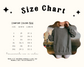 A size chart for comfort colors 1566 crewneck sweatshirts, detailing the measurements (in inches) of sizes small through 3XL.