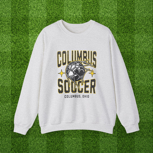 Columbus Soccer Gold and Black Goal Crewneck Sweatshirt. Columbus Ohio Futbol