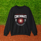 Crewneck Sweatshirt with Cincinnati Baseball Graphic in Red and White. National League 1881 Sports Department