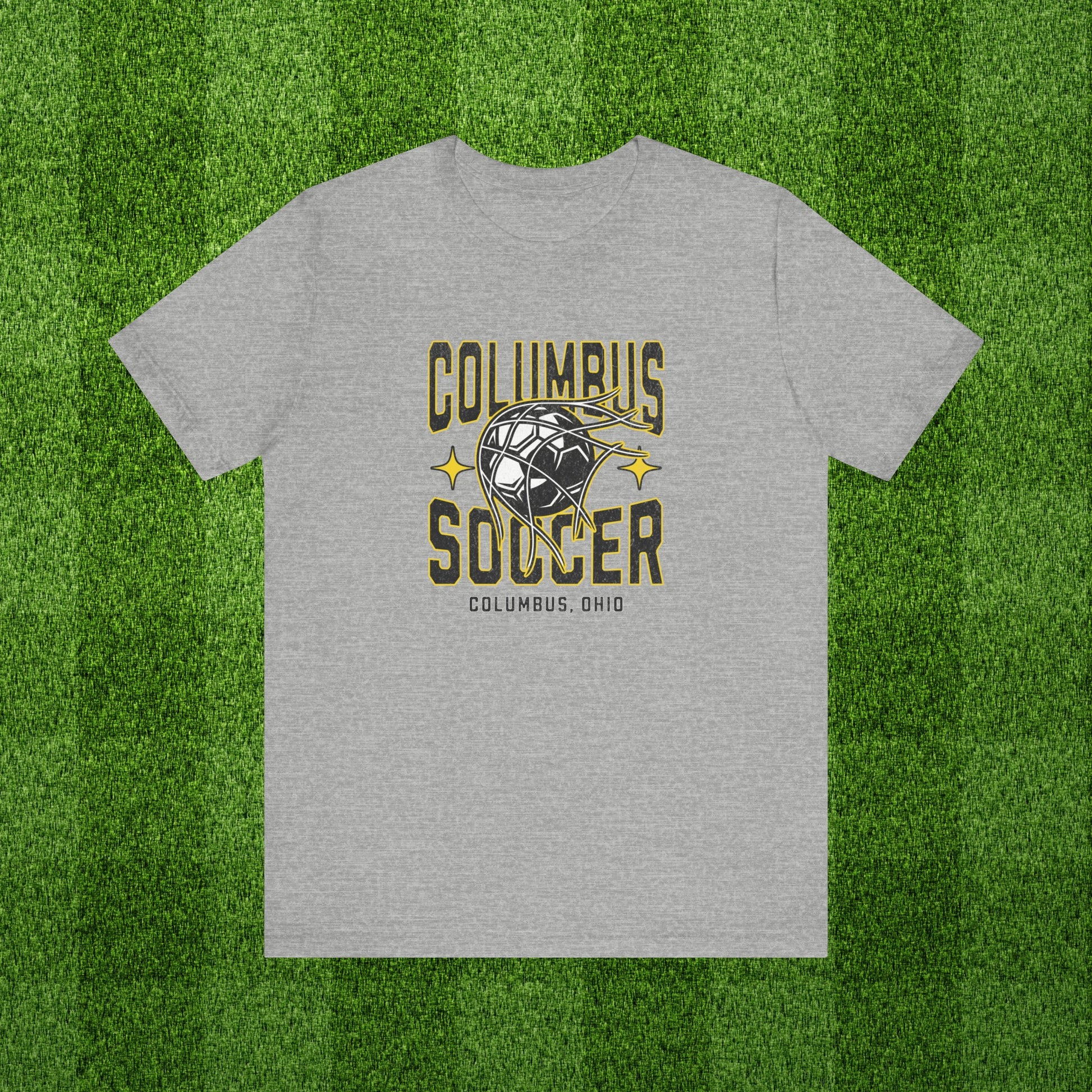 Columbus Soccer Gameday Tee With Black and Gold Soccer Ball Graphic