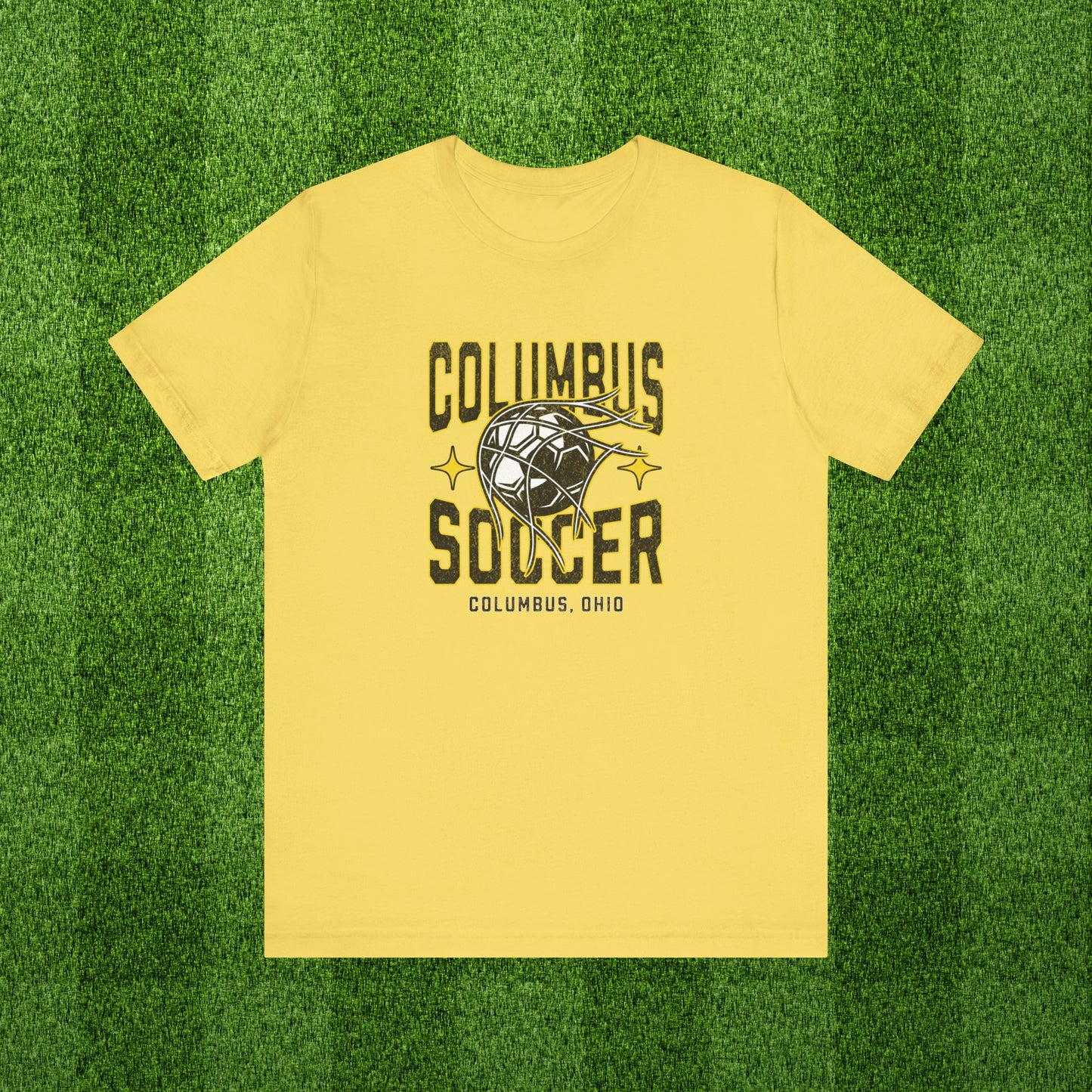 Columbus Soccer Gameday Tee With Black and Gold Soccer Ball Graphic