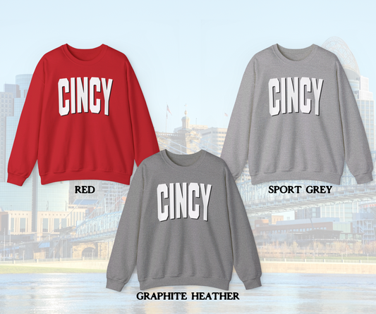 CINCY Varsity Style Crewneck, Cincinnati Gameday Sweatshirt