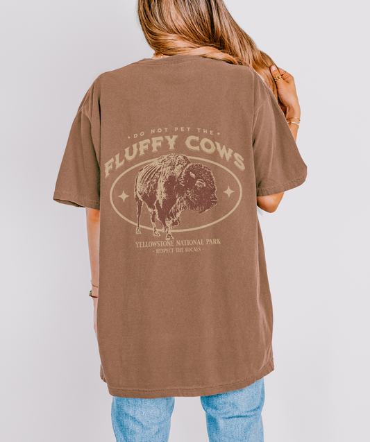 Yellowstone National Park Tshirt, Comfort Colors Granola Girl Aesthetic Tee, Do Not Pet Fluffy Cows | Front & Back Graphic