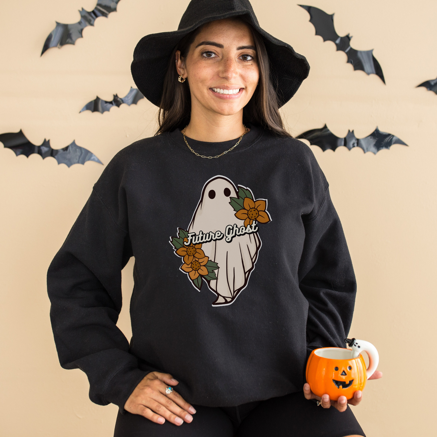 Future Ghost, Funny Halloween Crewneck Sweatshirt