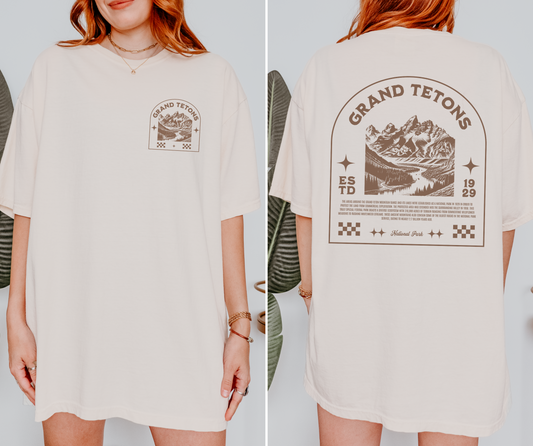 Grand Tetons National Park Comfort Colors T-Shirt – Granola Girl Aesthetic Tee, Trendy Outdoorsy National Park Shirt