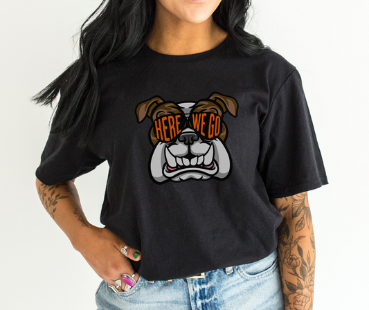 Bulldog Team Shirt, HERE WE GO Dawgs Cleveland Football Tshirt