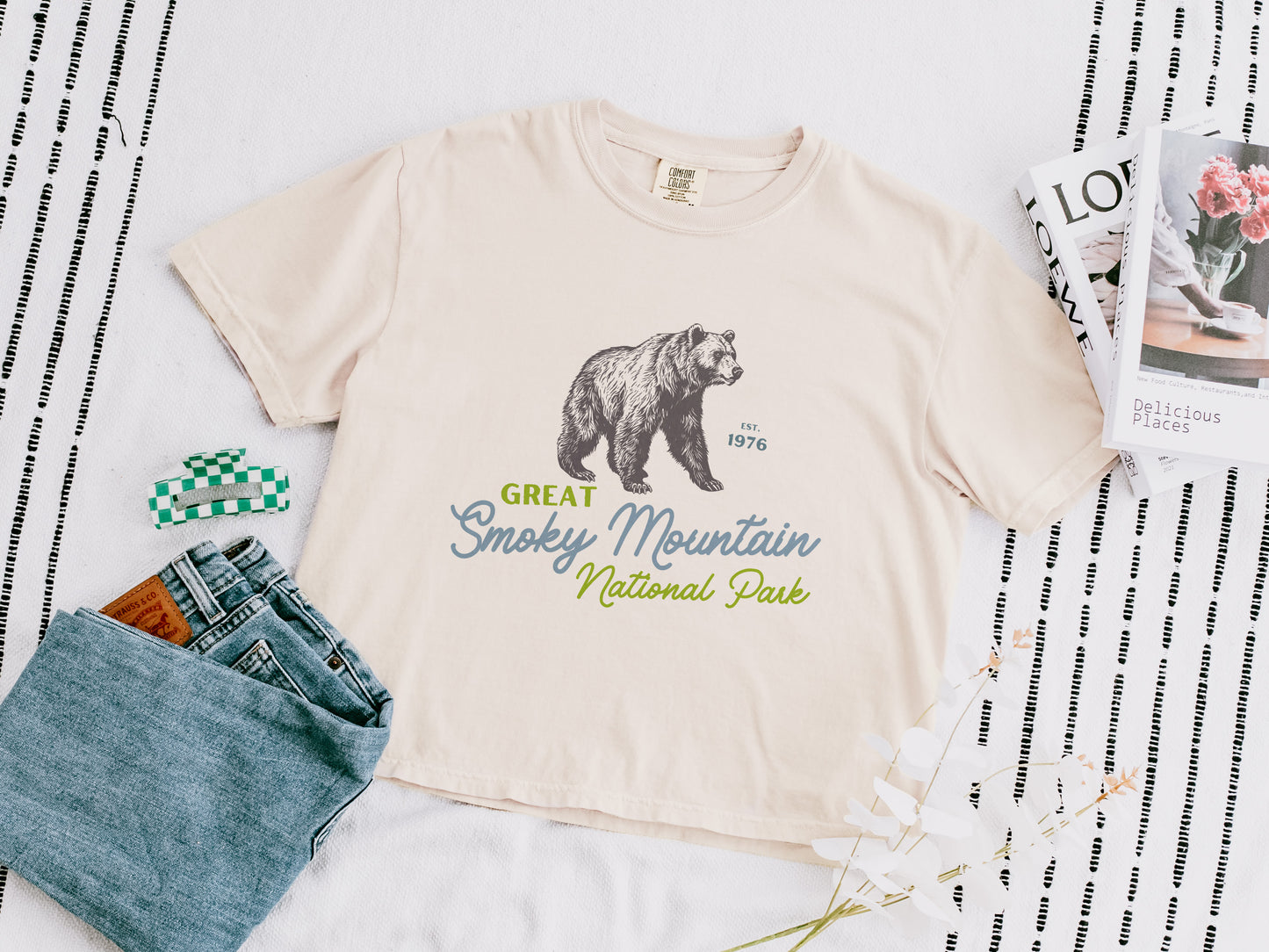 Great Smoky Mountains Comfort Colors Cropped Tee, Granola Girl Aesthetic Women's Boxy Tee