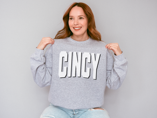 CINCY Varsity Style Crewneck, Cincinnati Gameday Sweatshirt