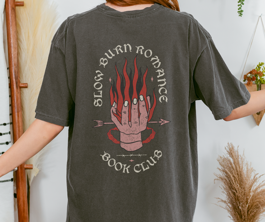 Slow Burn Book Club Comfort Colors Tee, Front & Back Graphic Tee for Book Lovers, Bookish Gifts for Romance Readers