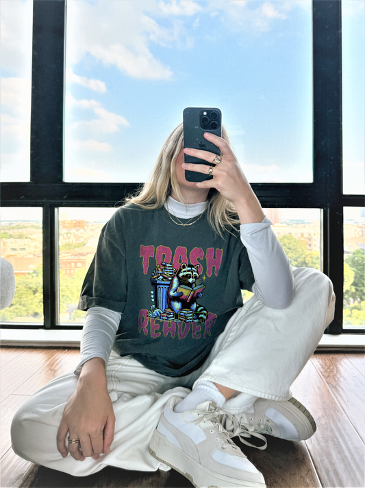 Trash Reader Comfort Colors® Tee – Funny Raccoon Book Lover Shirt