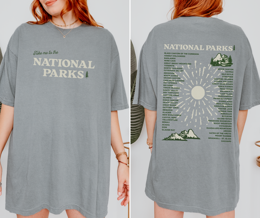 National Parks Comfort Colors Tee, Granola Girl Aesthetic Adventure Shirt, Outdoorsy Style Graphic Tshirt